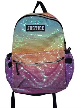 Justice Iridescent Sequined Rainbow Backpack